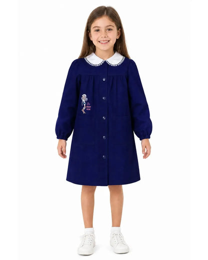 Grembiule scuola elementare Mariano bambina con abbottonatura centrale ricamo Crazy MN818