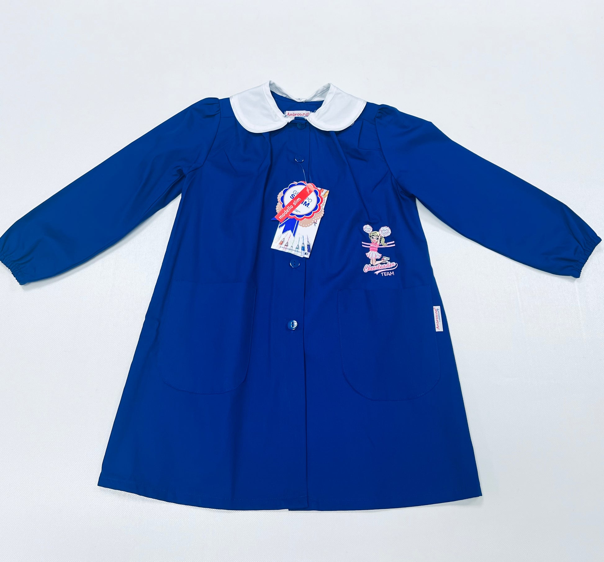 Grembiule scuola elementare bambina Ambrosino Made in Italy ricamo Cheerleader Q107