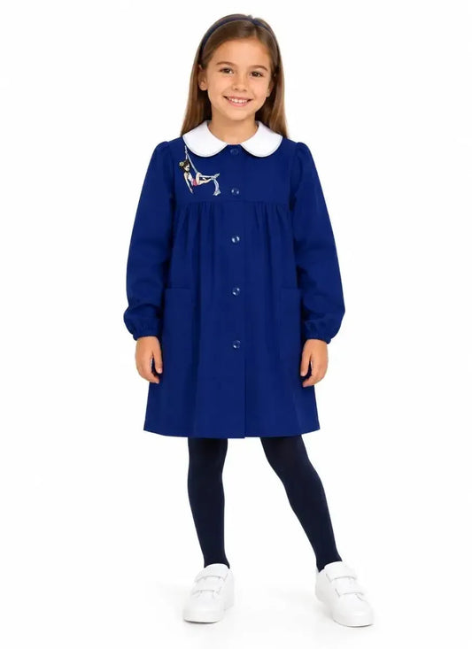 Grembiule scuola elementare bambina Ambrosino Made in Italy ricamo Danza Aerea R101