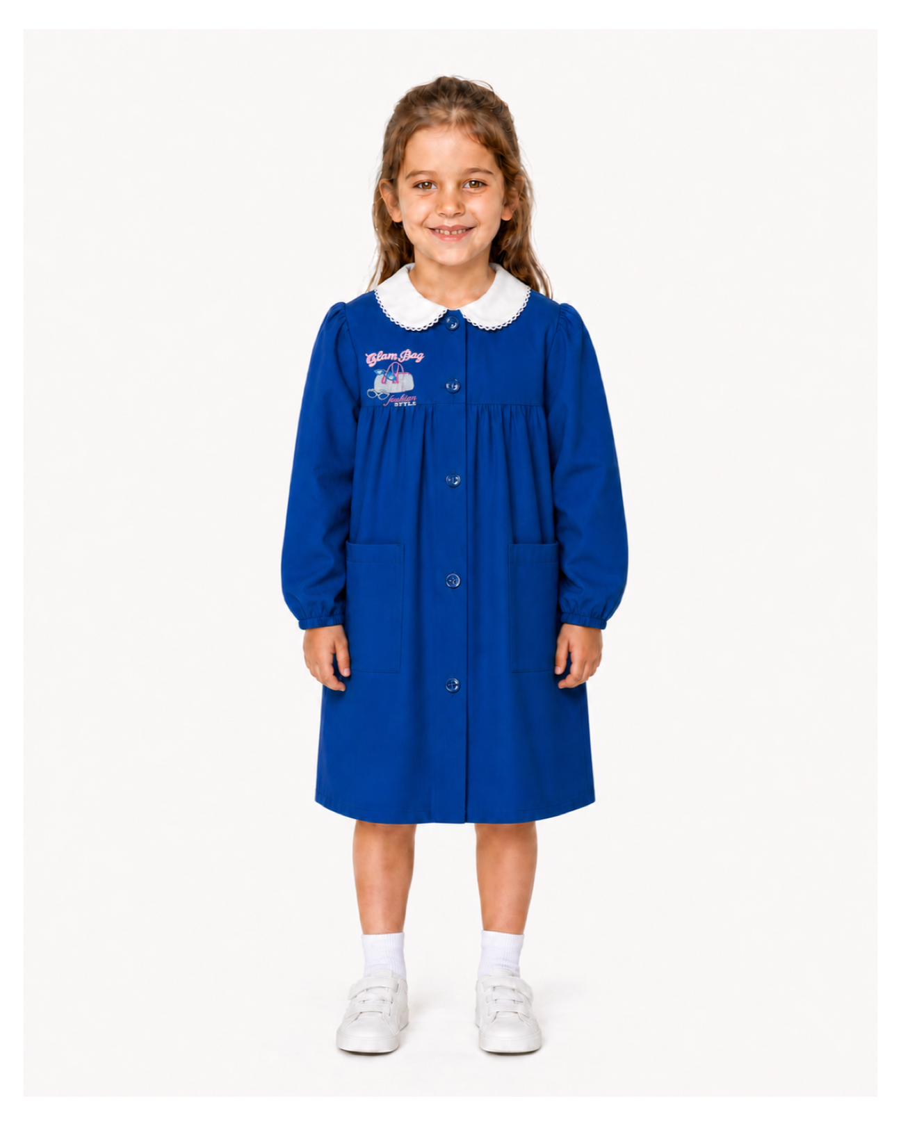 Grembiule scuola elementare bambina Ambrosino Made in Italy ricamo Glam Bag Q108
