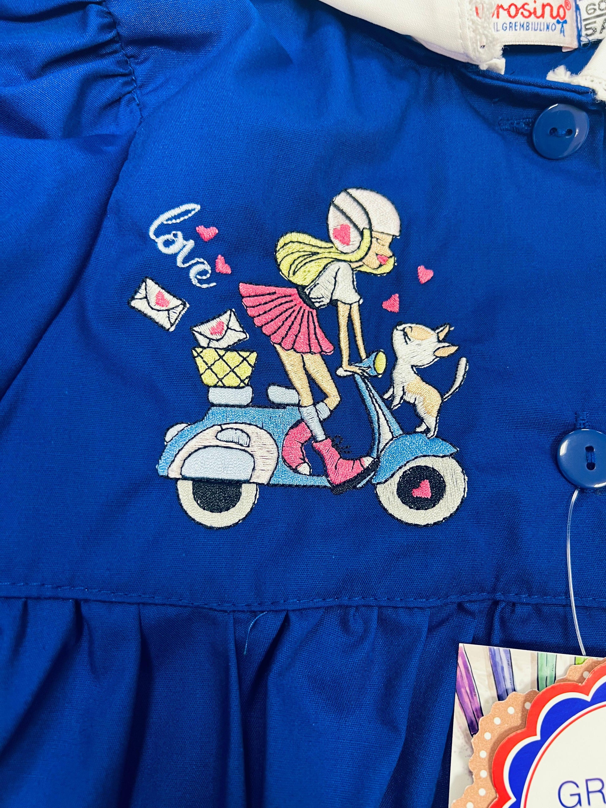 Grembiule scuola elementare bambina Ambrosino Made in Italy ricamo Love R104