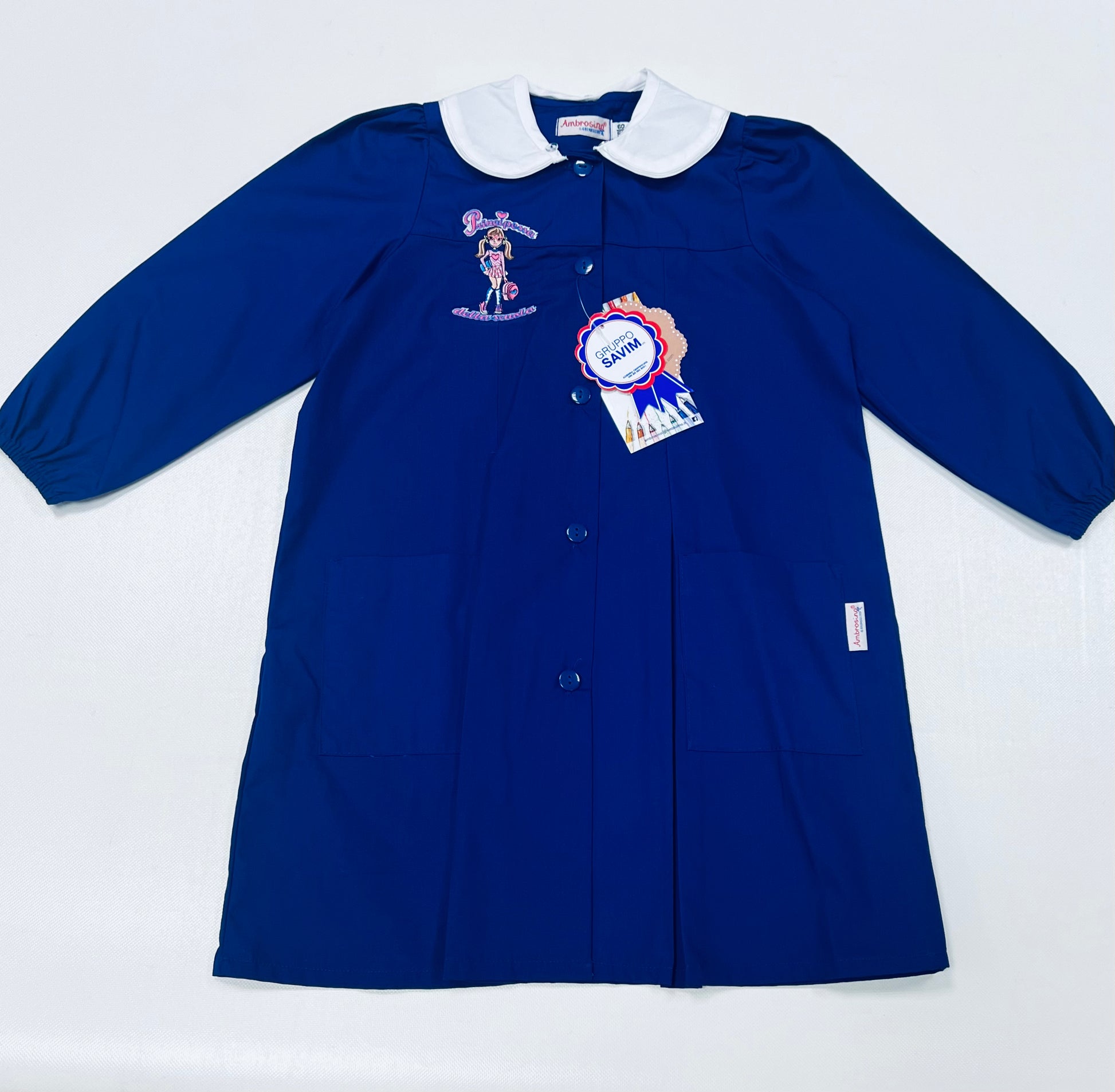 Grembiule scuola elementare bambina Ambrosino Made in Italy ricamo Principessa della scuola Q106