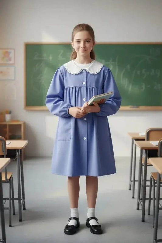Grembiule scuola elementare bambina Ambrosino Made in Italy senza ricamo L100