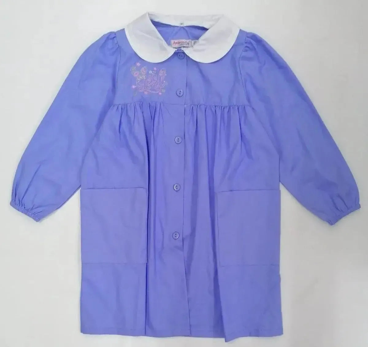 Grembiule scuola elementare bambina celeste Ambrosino Made in Italy ricamo Girl N101