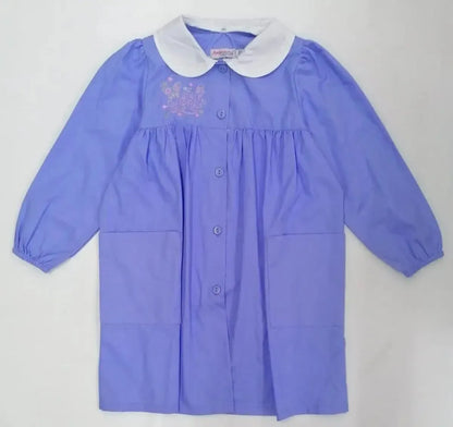Grembiule scuola elementare bambina celeste Ambrosino Made in Italy ricamo Girl N101