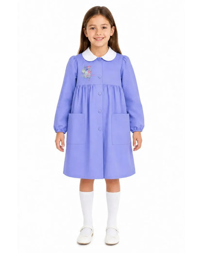 Grembiule scuola elementare bambina celeste Ambrosino Made in Italy ricamo London N103