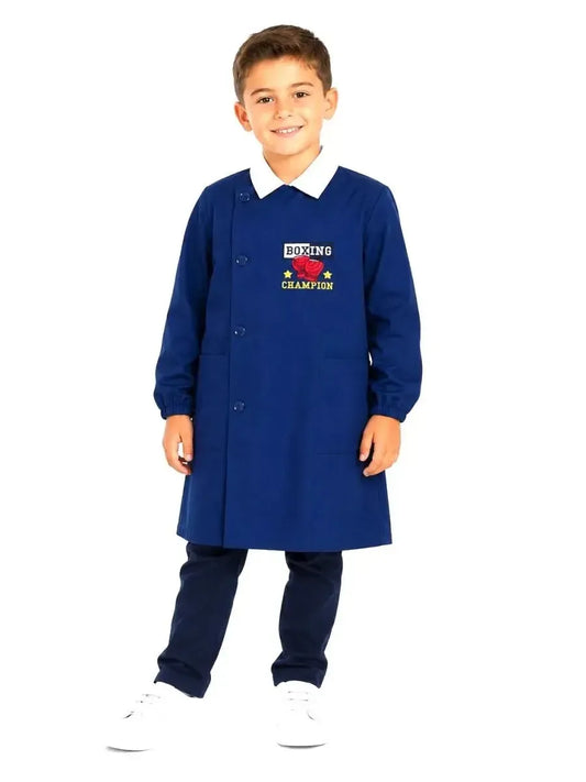Grembiule scuola elementare bambino Ambrosino Made in Italy ricamo Boxing Q205