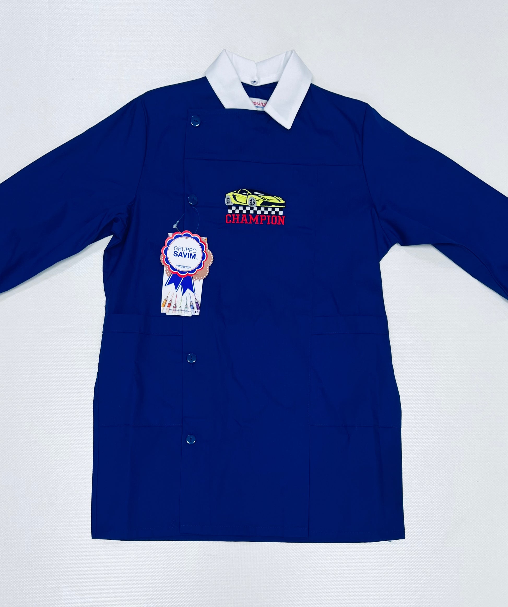 Grembiule scuola elementare bambino Ambrosino Made in Italy ricamo Champion R204