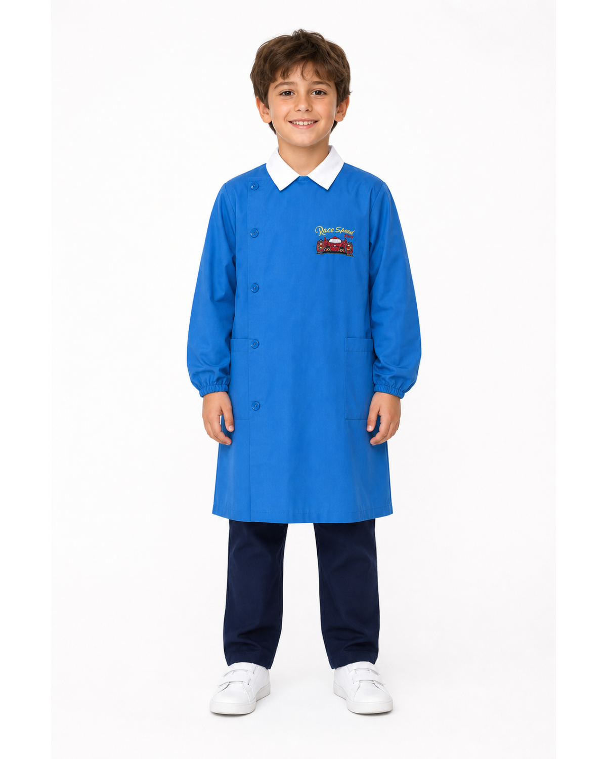 Grembiule scuola elementare bambino Ambrosino Made in Italy ricamo Race Speed Q208