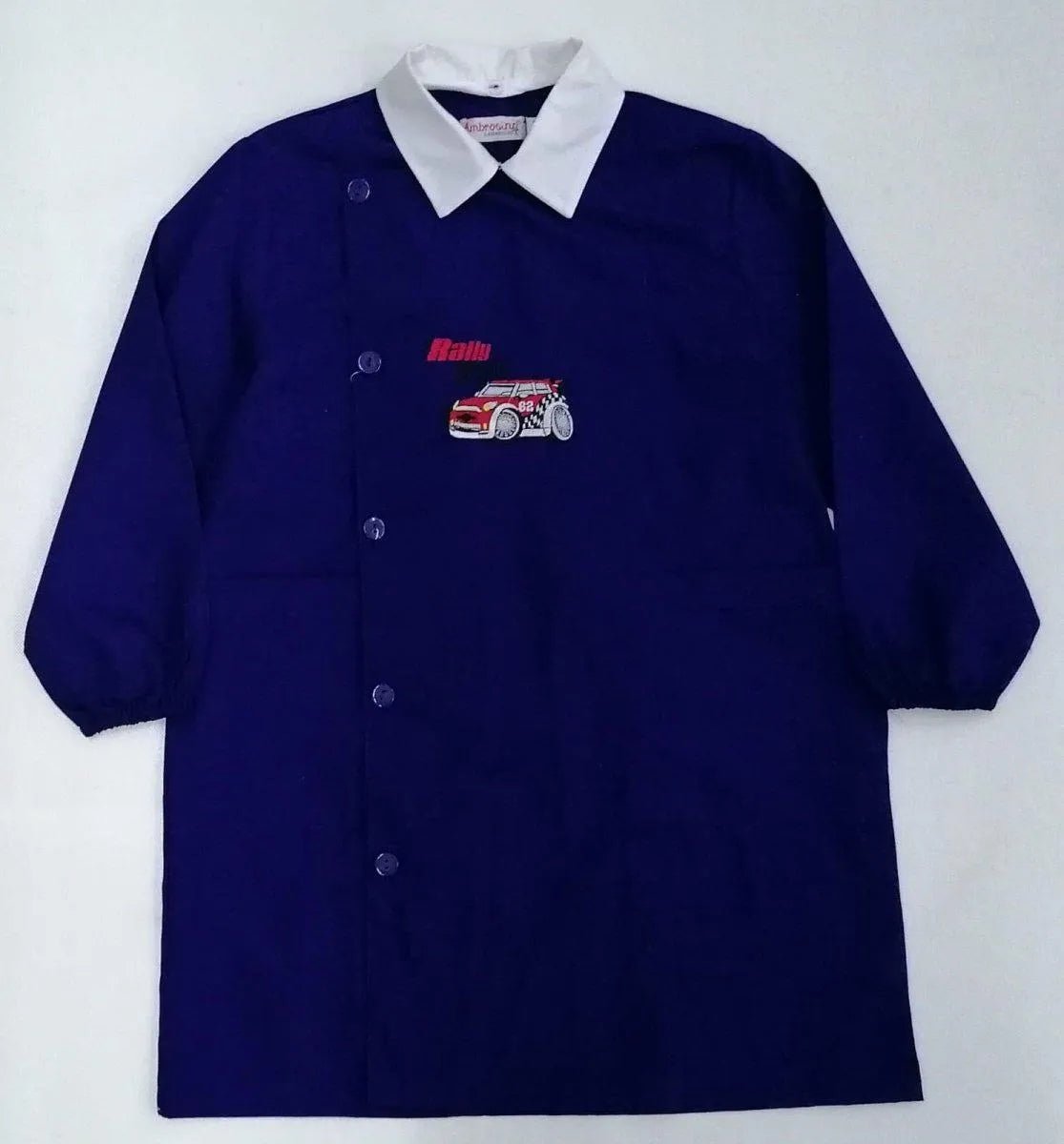Grembiule scuola elementare bambino Ambrosino Made in Italy ricamo Rally World N205
