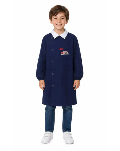 Grembiule scuola elementare bambino Ambrosino Made in Italy ricamo Rally World N205