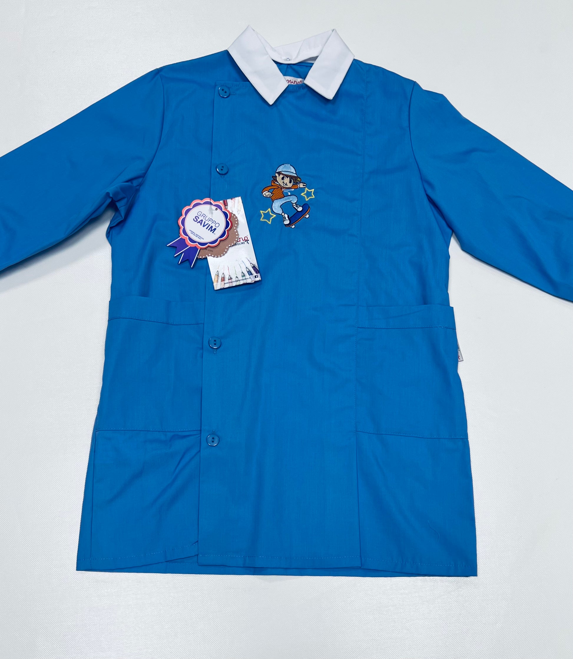 Grembiule scuola elementare bambino Ambrosino Made in Italy ricamo Skate R205