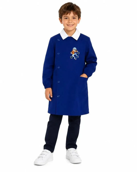 Grembiule scuola elementare bambino Ambrosino Made in Italy ricamo Skate R205