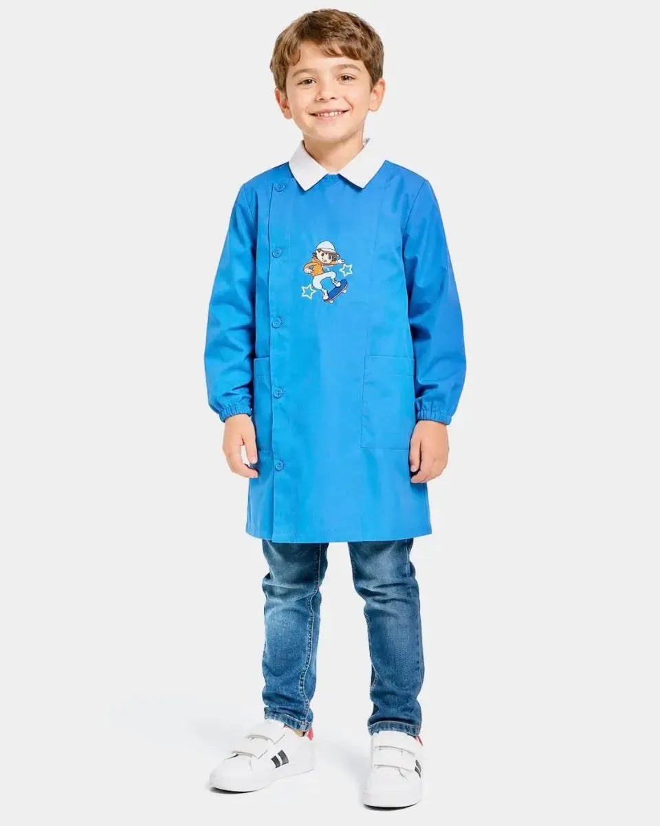 Grembiule scuola elementare bambino Ambrosino Made in Italy ricamo Skate R205