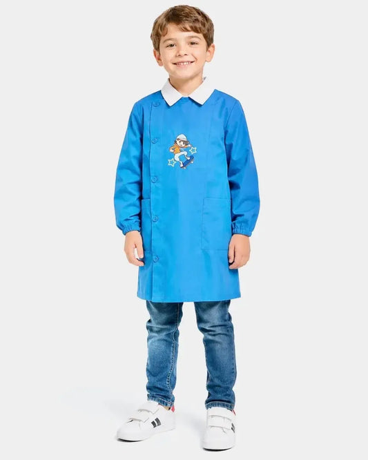 Grembiule scuola elementare bambino Ambrosino Made in Italy ricamo Skate R205