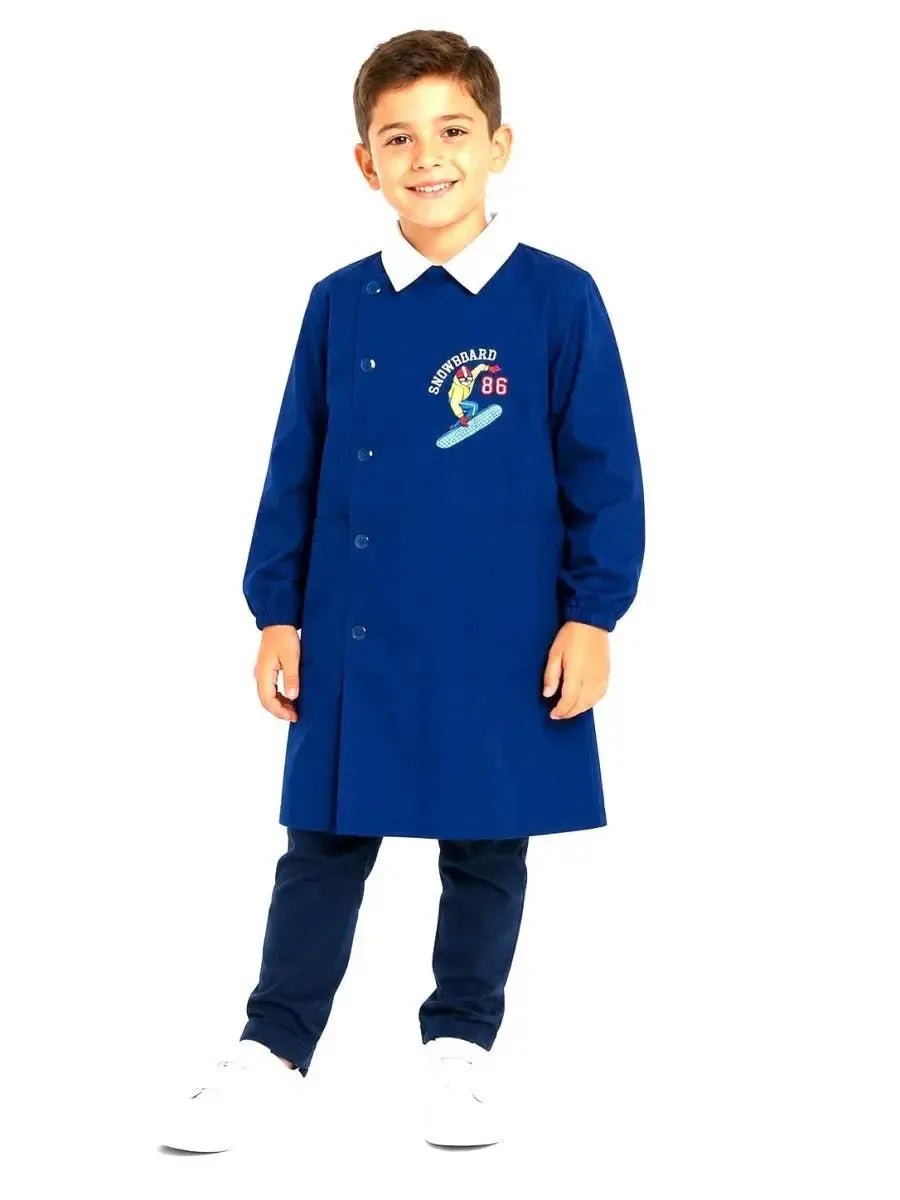 Grembiule scuola elementare bambino Ambrosino Made in Italy ricamo Snowboard Q206