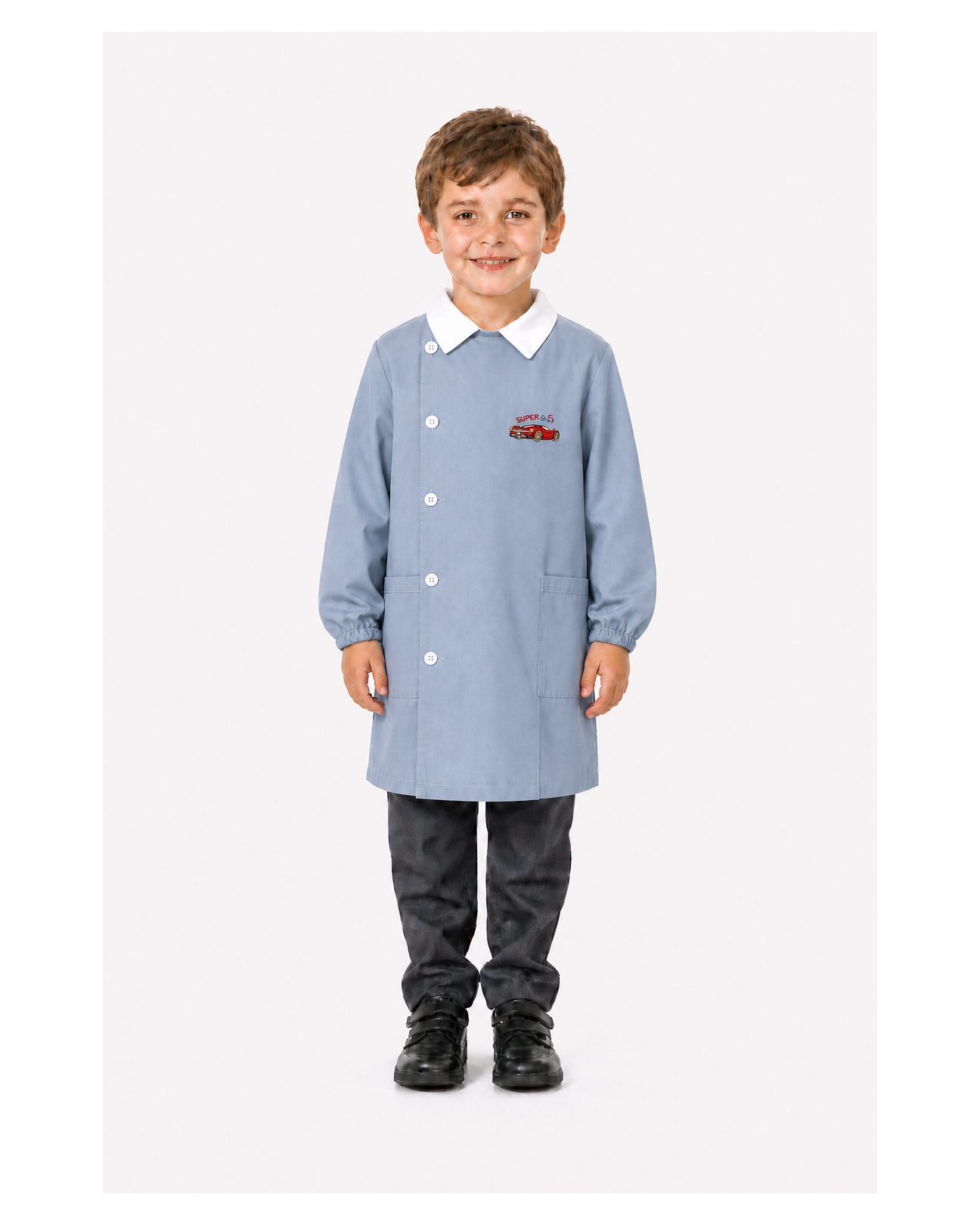 Grembiule scuola elementare bambino Ambrosino Made in Italy ricamo Super Sport O208