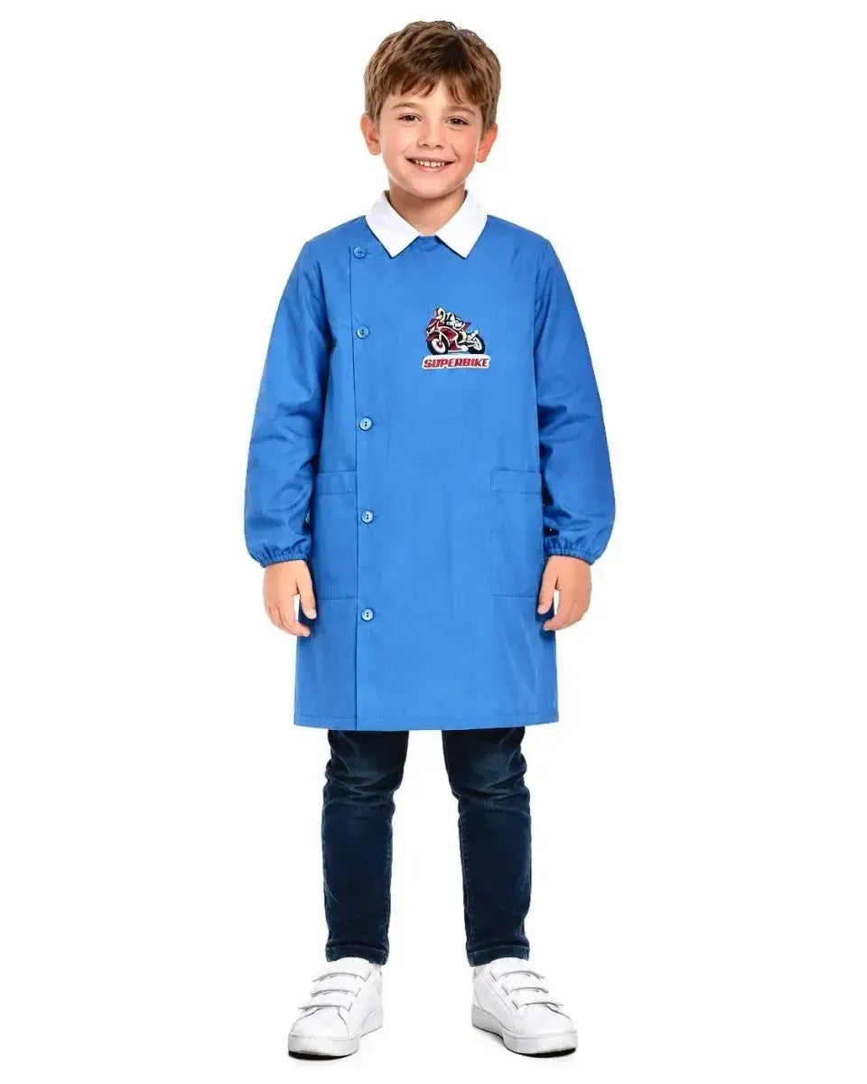 Grembiule scuola elementare bambino Ambrosino Made in Italy ricamo Superbike R209