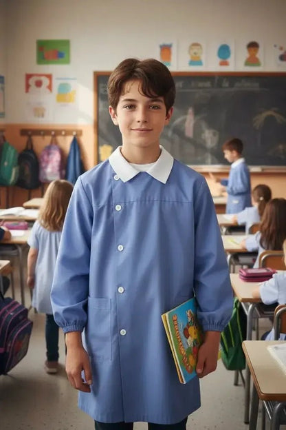 Grembiule scuola elementare bambino Ambrosino Made in Italy senza ricamo L200