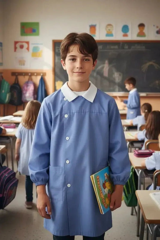 Grembiule scuola elementare bambino Ambrosino Made in Italy senza ricamo L200