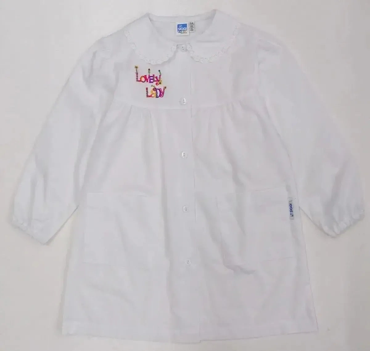 Grembiule scuola elementare bianco bambina Siggi Made in Italy Lovely 3767