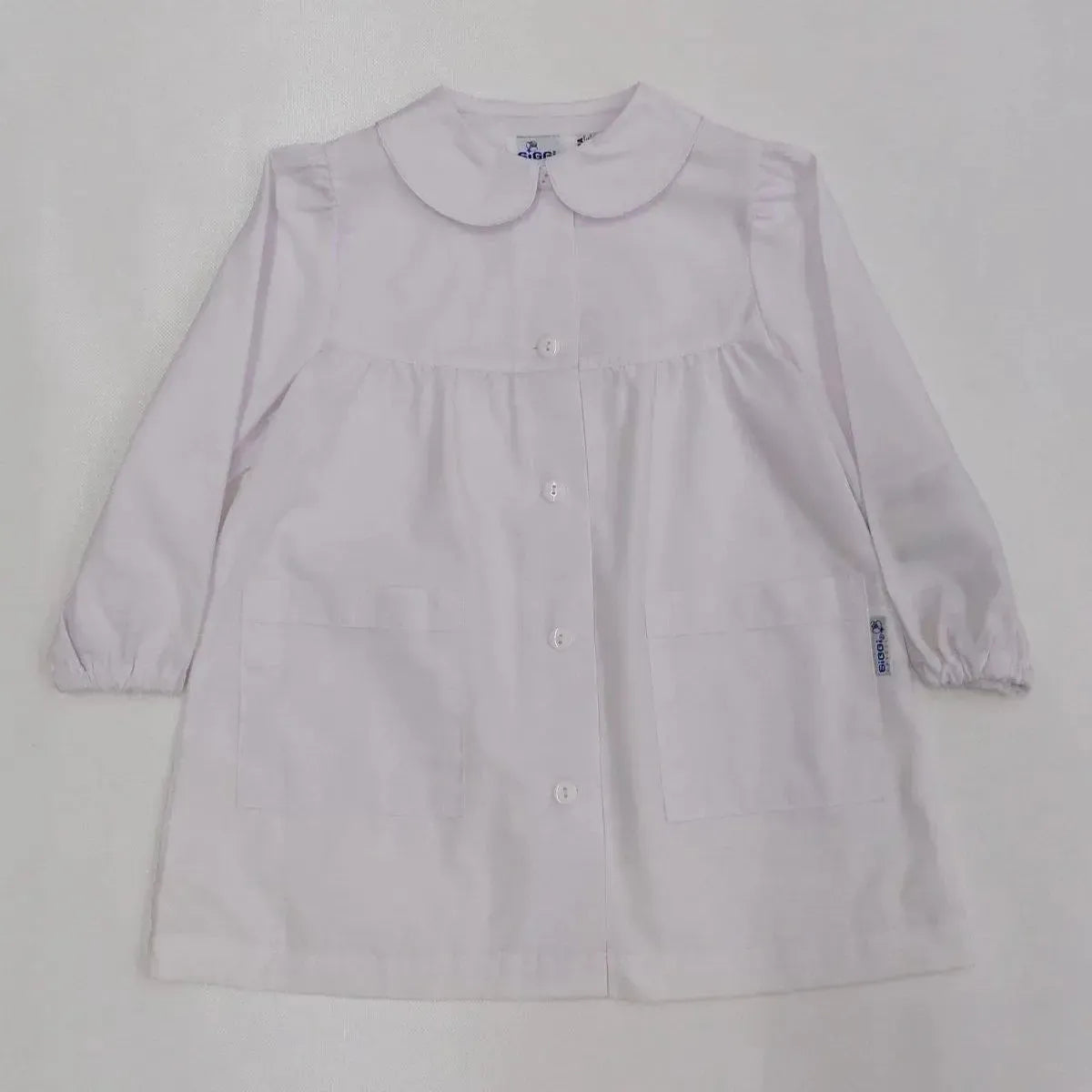 Grembiule scuola elementare bianco bambina Siggi Made in Italy senza ricamo 2888