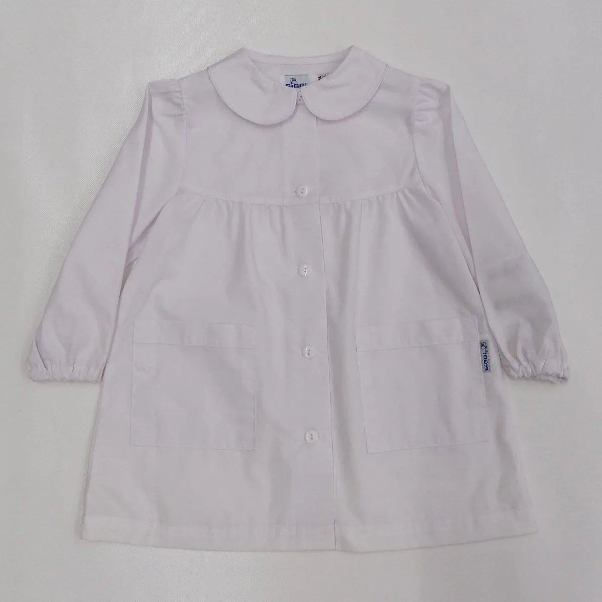 Grembiule scuola elementare bianco bambina Siggi Made in Italy senza ricamo 2888