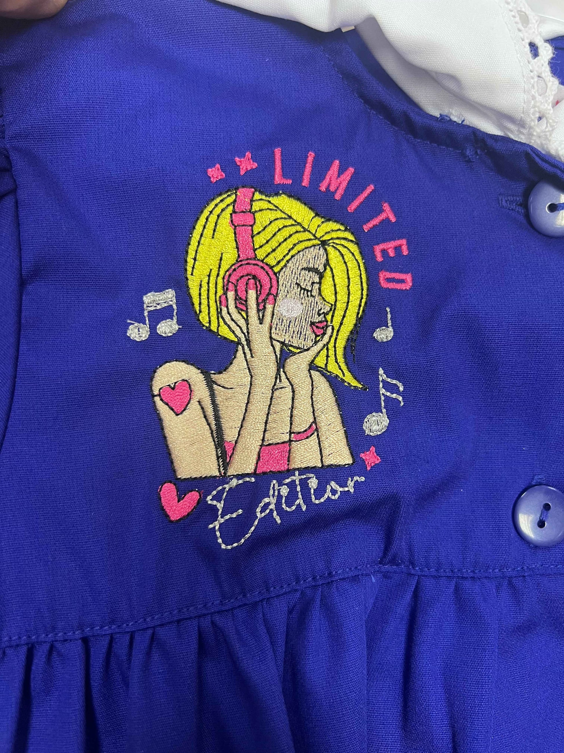 Grembiule scuola elementare blu bambina Ambrosino Made in Italy ricamo Limited Edition S104