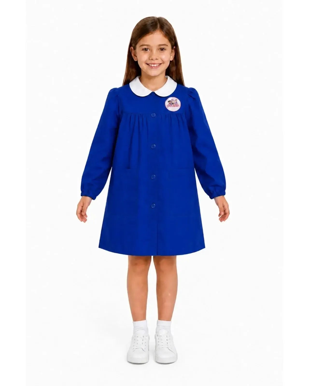 Grembiule scuola elementare blu bambina Disney ricamo Principesse Made in Italy G203