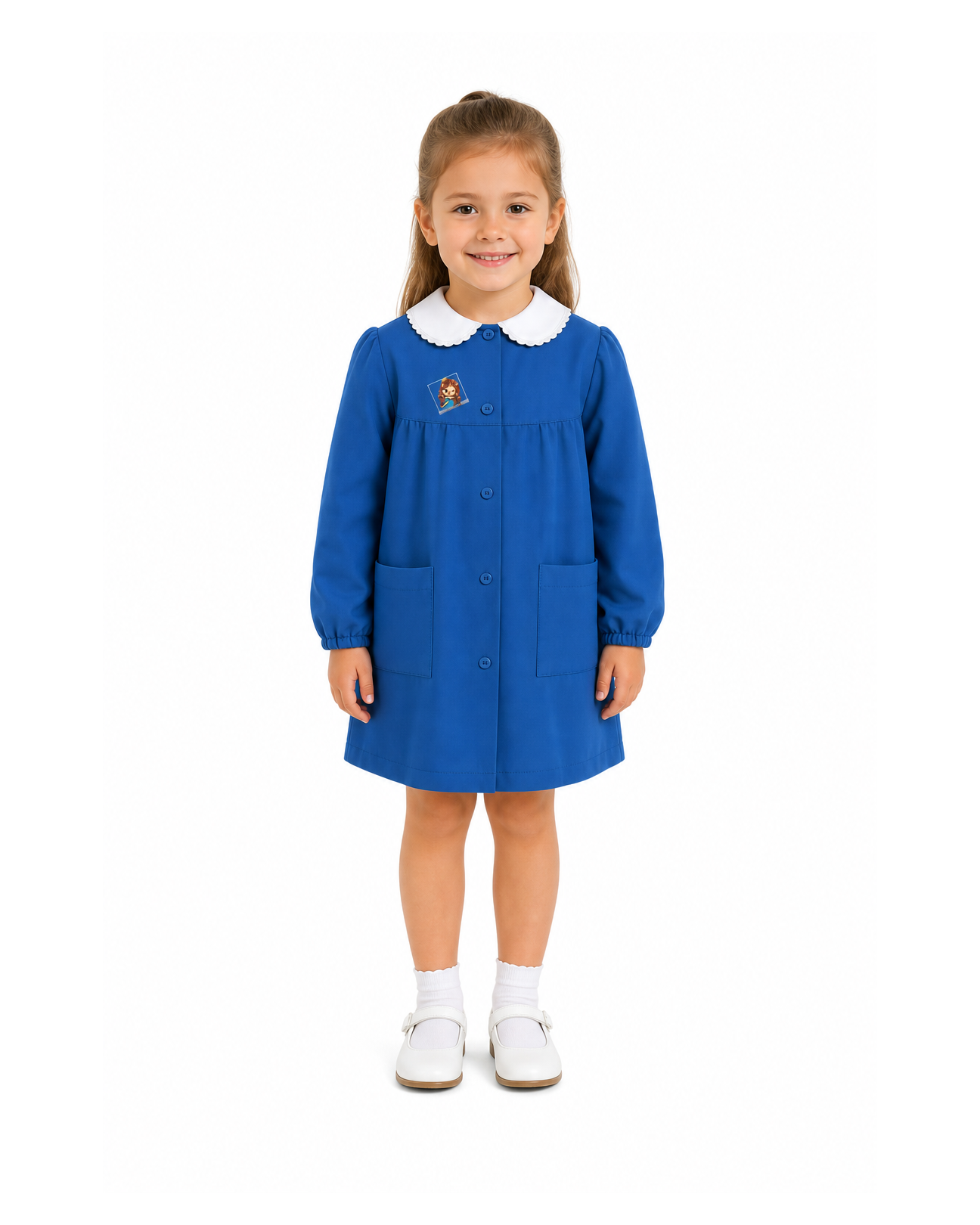 Grembiule scuola elementare blu bambina Siggi Made in Italy ricamo Bimba 4069