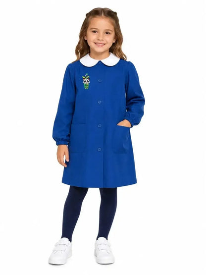 Grembiule scuola elementare blu bambina Siggi Made in Italy ricamo Borraccia 4212