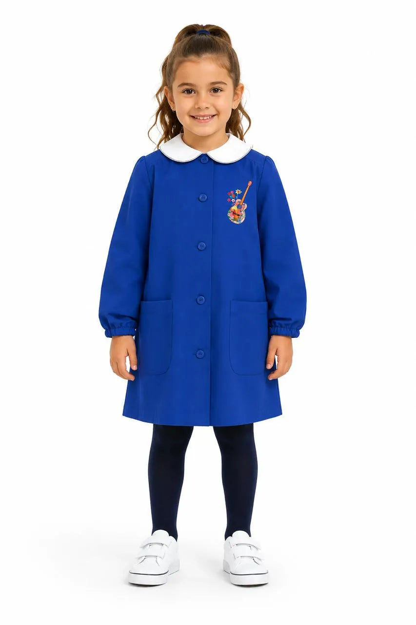 Grembiule scuola elementare blu bambina Siggi Made in Italy ricamo Chitarra 4367