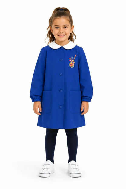Grembiule scuola elementare blu bambina Siggi Made in Italy ricamo Chitarra 4367