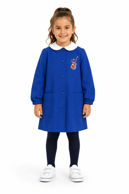 Grembiule scuola elementare blu bambina Siggi Made in Italy ricamo Chitarra 4367