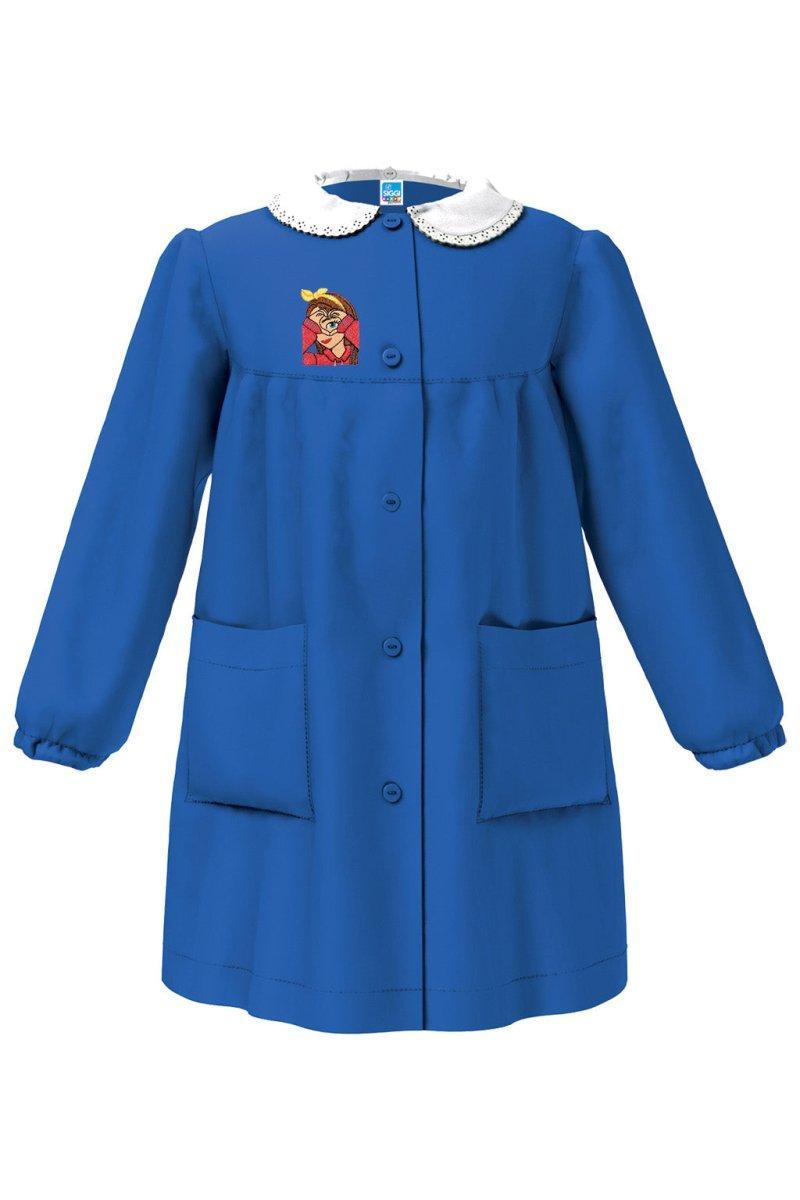 Grembiule scuola elementare blu bambina Siggi Made in Italy ricamo Cuoricini 4211