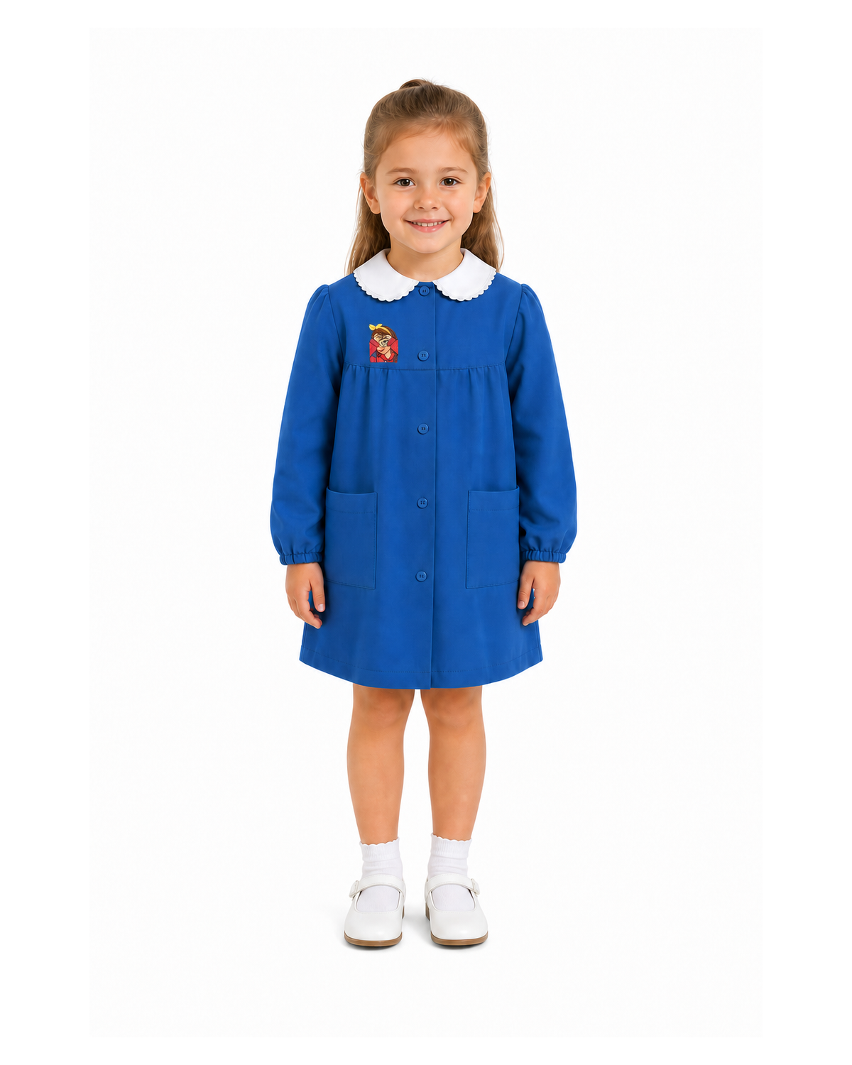 Grembiule scuola elementare blu bambina Siggi Made in Italy ricamo Cuoricini 4211
