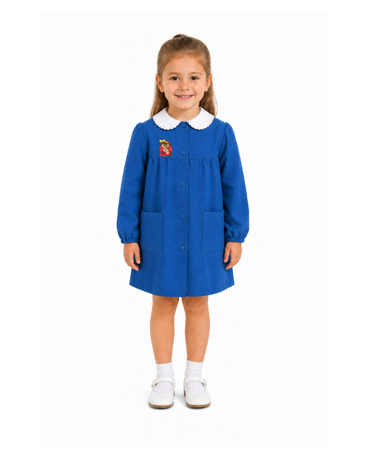 Grembiule scuola elementare blu bambina Siggi Made in Italy ricamo Cuoricini 4211