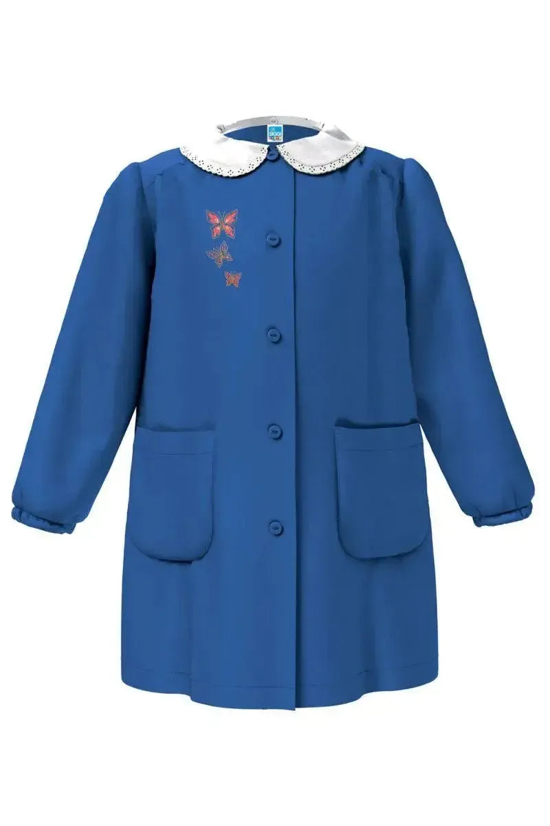Grembiule scuola elementare blu bambina Siggi Made in Italy ricamo Farfalle 4068