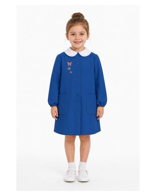 Grembiule scuola elementare blu bambina Siggi Made in Italy ricamo Farfalle 4068