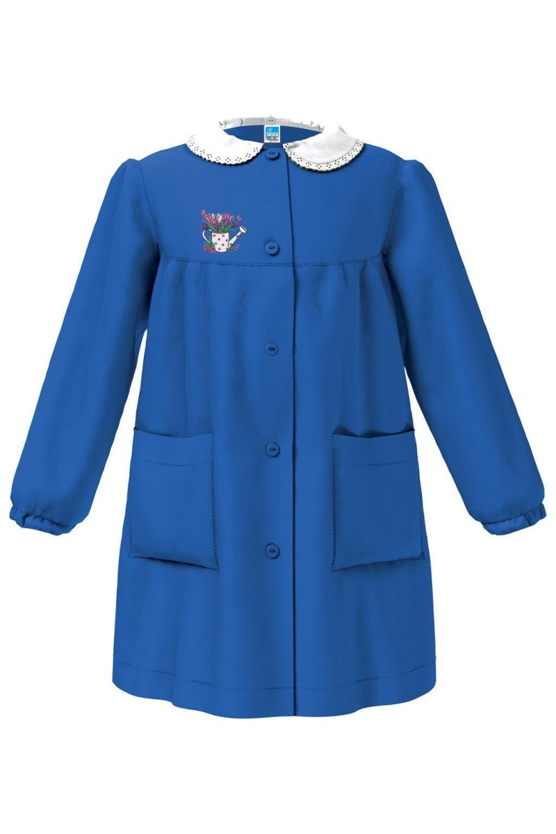 Grembiule scuola elementare blu bambina Siggi Made in Italy ricamo Fiori 4217