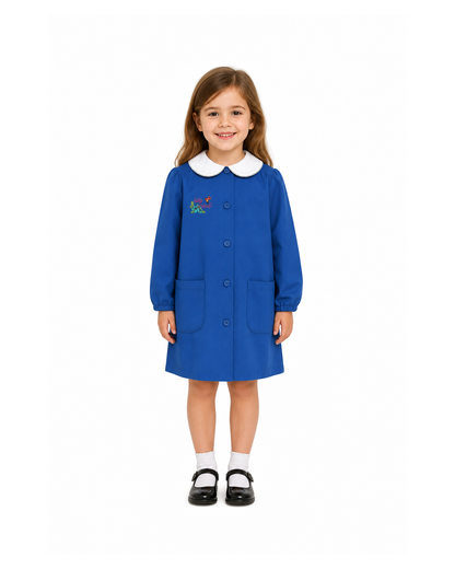 Grembiule scuola elementare blu bambina Siggi Made in Italy ricamo Hello Friend 4061