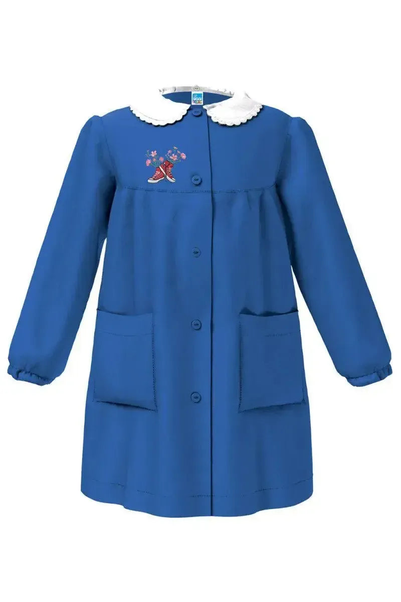 Grembiule scuola elementare blu bambina Siggi Made in Italy ricamo Scarpette 4064