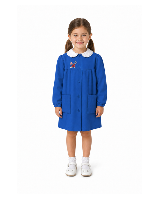 Grembiule scuola elementare blu bambina Siggi Made in Italy ricamo Scarpette 4064