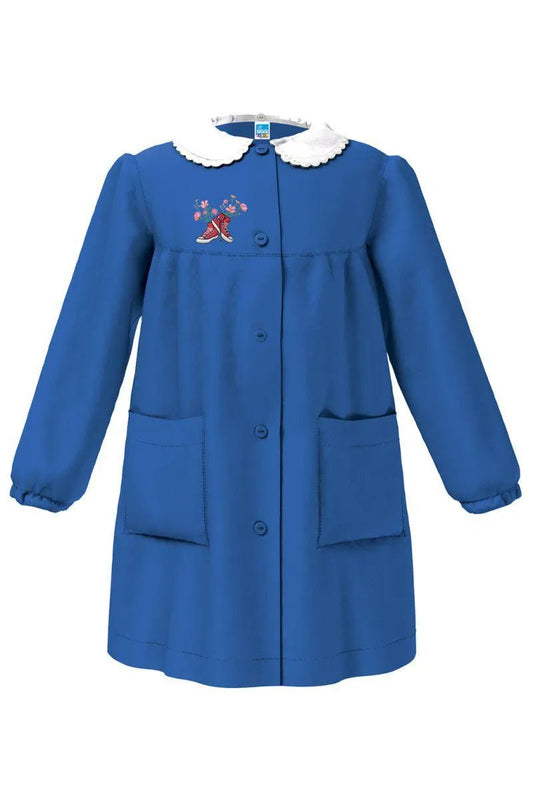 Grembiule scuola elementare blu bambina Siggi Made in Italy ricamo Scarpette 4064