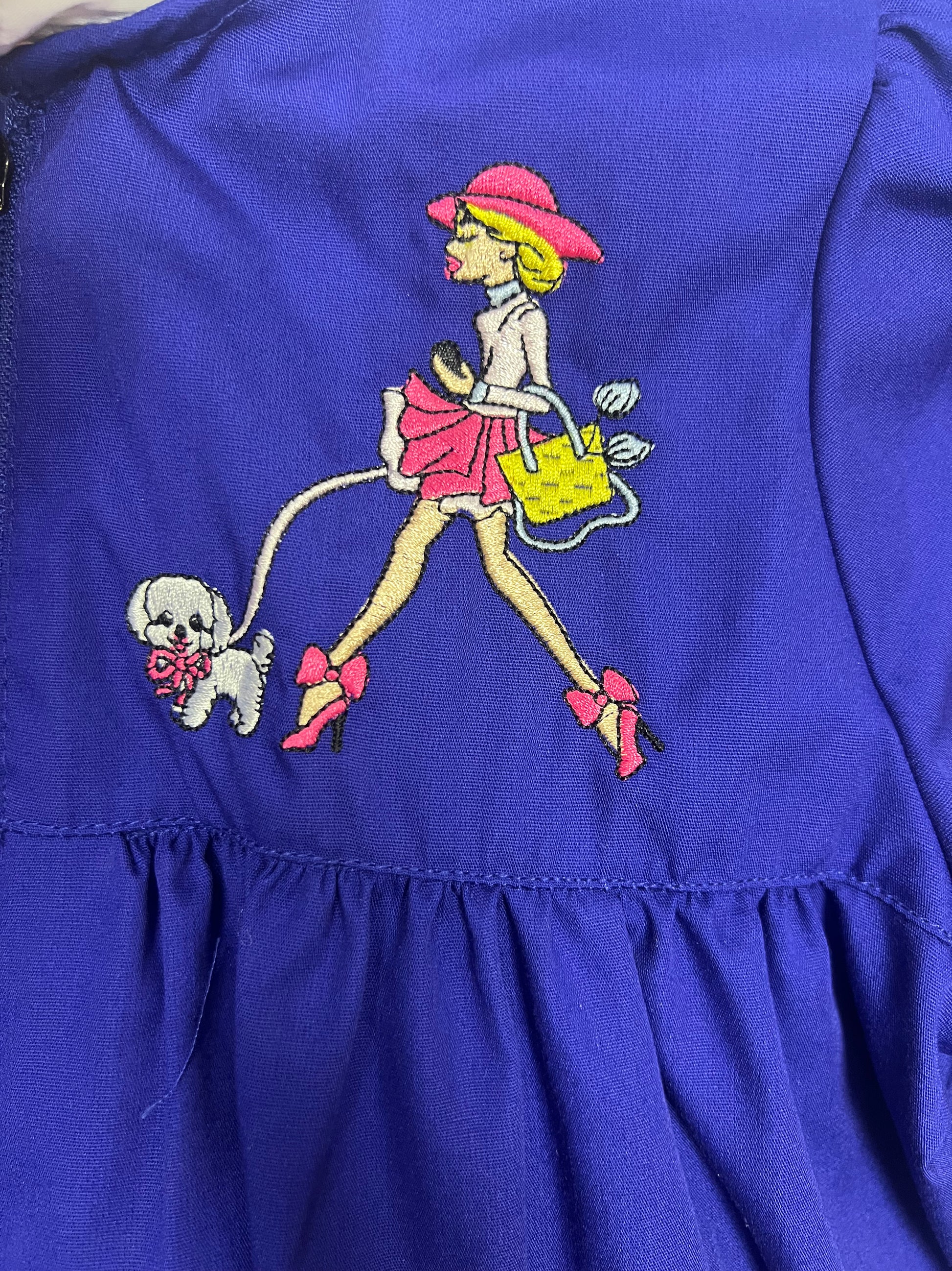 Grembiule scuola elementare blu bambina con zip Ambrosino Made in Italy ricamo Shopping S110