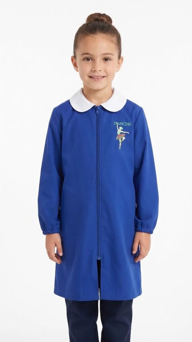 Grembiule scuola elementare blu bambina con zip Nazareno Gabrielli Made in Italy Dancing 0853A26