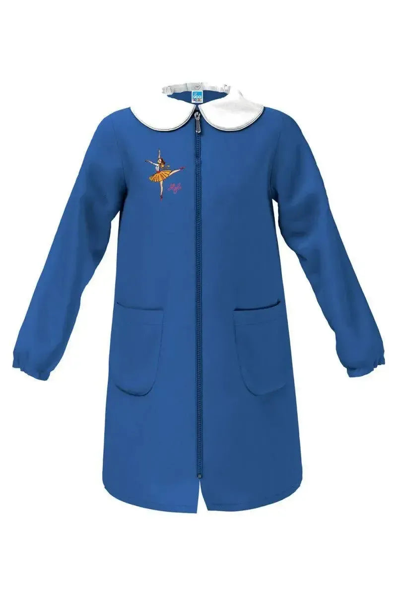 Grembiule scuola elementare blu bambina con zip Siggi Made in Italy collezione green Ballerina 4083