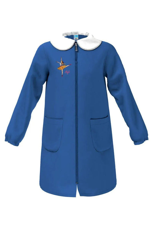 Grembiule scuola elementare blu bambina con zip Siggi Made in Italy collezione green Ballerina 4083