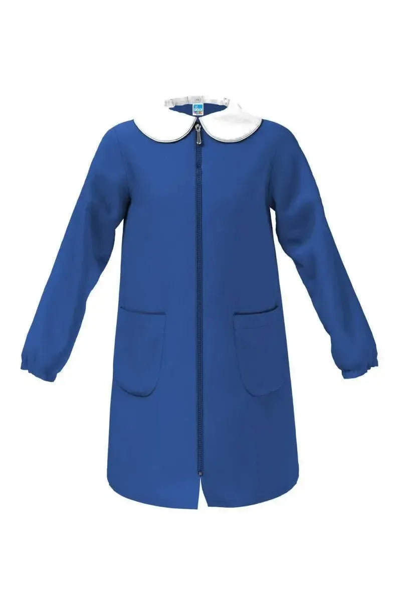 Grembiule scuola elementare blu bambina con zip Siggi Made in Italy senza ricamo 1969