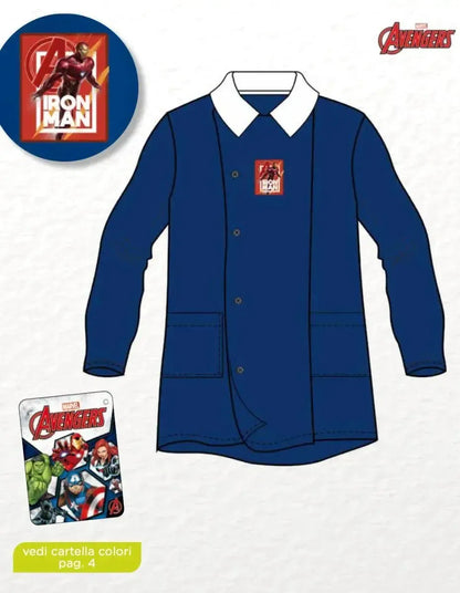 Grembiule scuola elementare blu bambino Marvel Iron Man Made in Italy G502